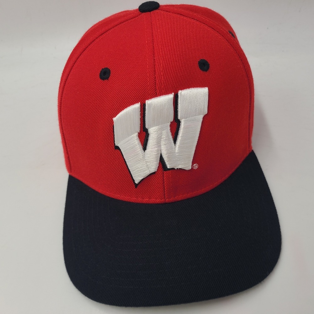 Wisconsin Badgers Hat Snapback Zephyr Red Black White NCAA University Wool Blend